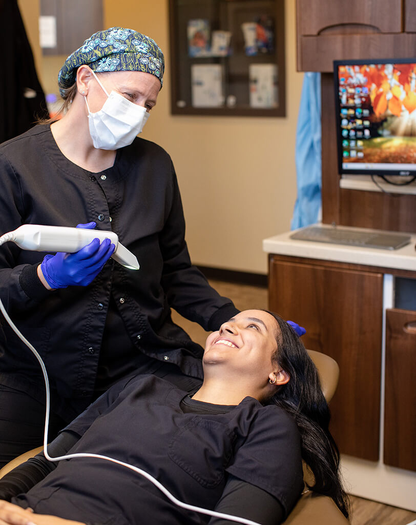 Dentist works on patient